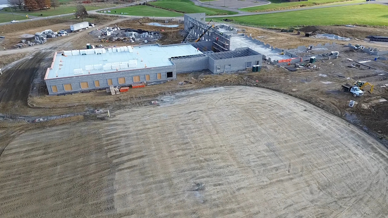 Drone view of building.
