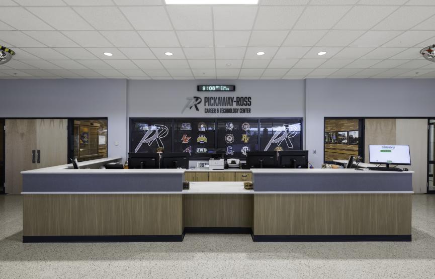 Reception desk renovations at Pickaway-Ross