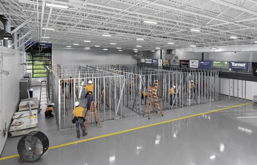 Students building in the Pickaway-Ross construction trades lab addition