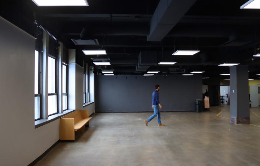 Person walking in event space